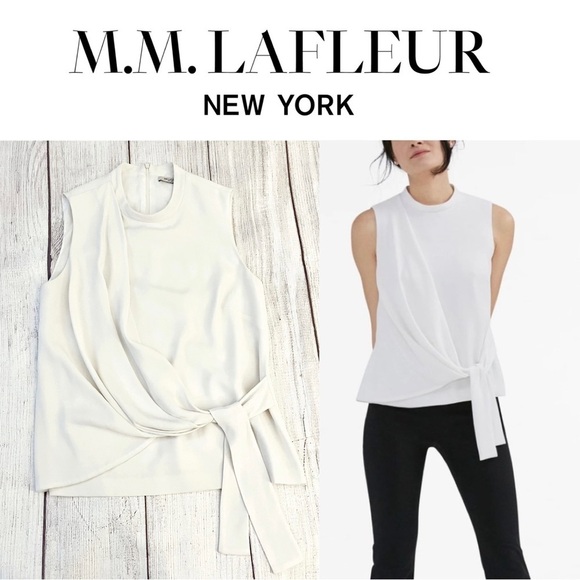 MM Lafleur Tops - MM LAFLEUR Women’s Sleeveless Tie Front Blouse Ivory Size Large